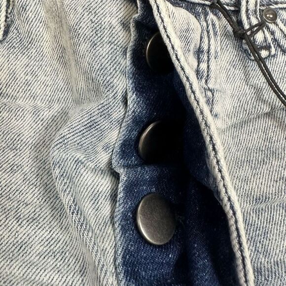 One Teaspoon Outlaws Denim Shorts Mid Length Low Waist Button Fly Rocky Acid 25 - Picture 8 of 16
